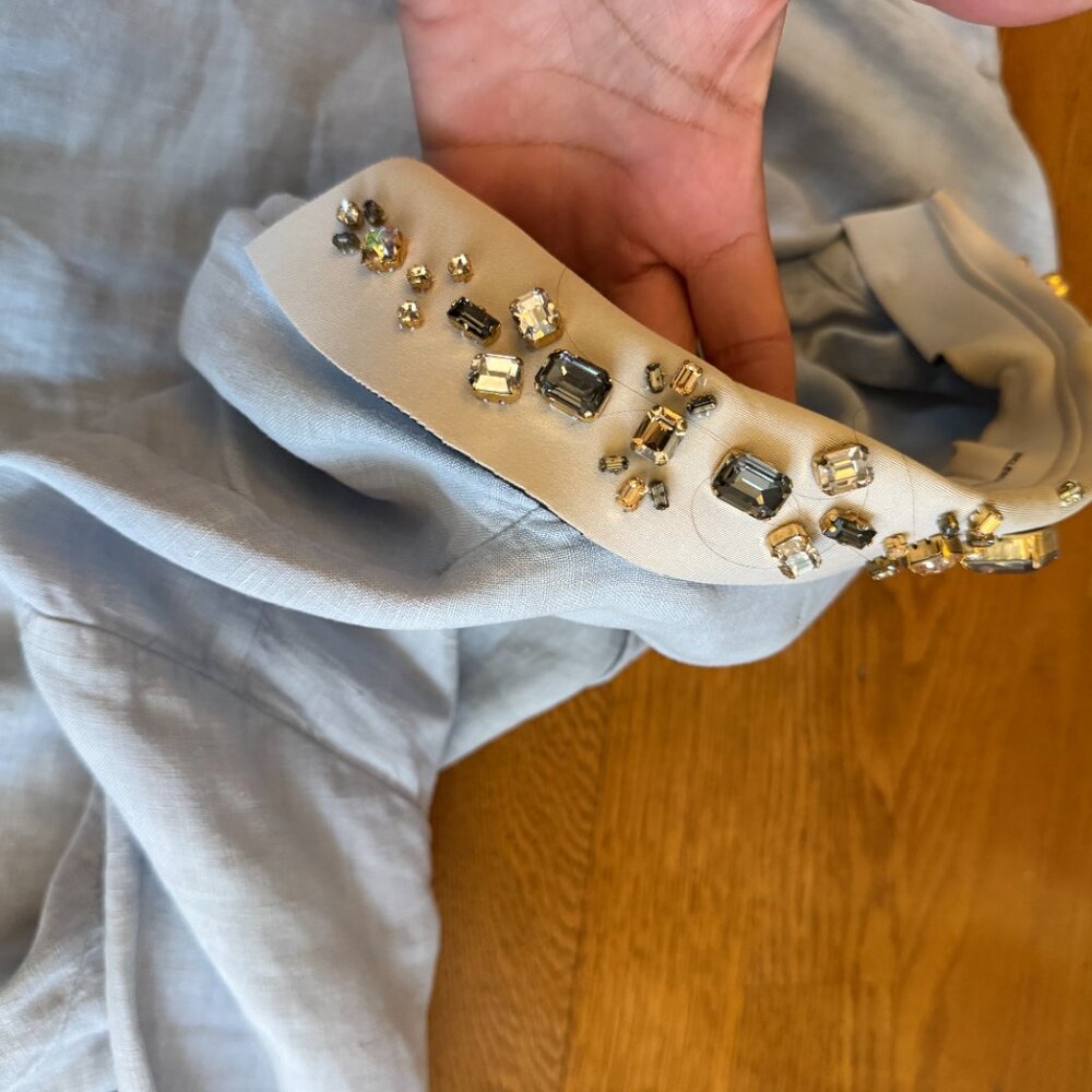 PULL OUT BEADED COLLAR OSKLEN  LINEN SHIRT